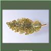 Image 1 : GREEN LEAF PIN BROOCH 24K GOLD SWAROVSKI CRYSTALS