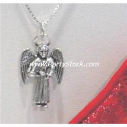 SOLID STERLING SILVER ANGEL HARP PENDANT NECKLACE
