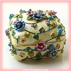YELLOW FLOWER GOLD SWAROVSKI CRYSTALS JEWELRY BOX