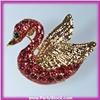 Image 1 : RED SWAN PIN BROOCH 24K GOLD SWAROVSKI CRYSTALS