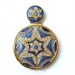 PURSE MIRROR 24K GOLD & SWAROVSKI CRYSTAL BLUE 2