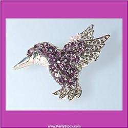 HUMMINGBIRD PIN BROOCH 24K GOLD SWAROVSKI CRYSTAL