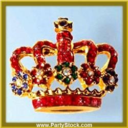 ROYAL CROWN PIN BROOCH 24K GOLD SWAROVSKI CRYSTAL