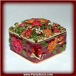 RED ROSE 24K GOLD  SWAROVSKI CRYSTALS JEWELRY BOX