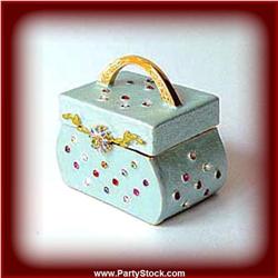 BLUE 24K GOLD SWAROVSKI CRYSTAL JEWELRY BOX PURSE