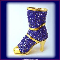 24K GOLD BLUE BOOT SWAROVSKI CRYSTAL JEWELRY BOX