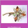 Image 1 : AMBER FLOWER PIN BROOCH GOLD & SWAROVSKI CRYSTALS
