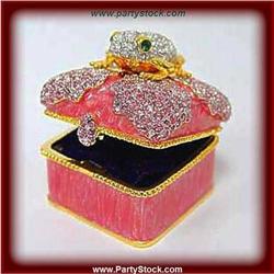 PINK FROG 24K GOLD SWAROVSKI CRYSTALS JEWELRY BOX