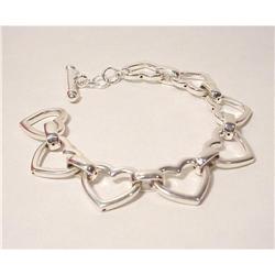 SOLID STERLING SILVER BIG HEART LINK BRACELET ITA