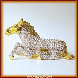 HORSE PONY 24K GOLD SWAROVSKI CRYSTAL JEWELRY BOX