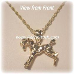 SOLID 3D HORSE PONY CHARM PENDANT NECKLACE