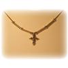 Image 3 : SOLID 14K GOLD CROSS TRI-COLOR 3 TONE NECKLACE