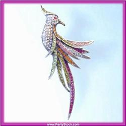 PARROT BROOCH 24K GOLD SWAROVSKI CRYSTALS PIN PIN
