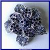 Image 1 : BLUE FLOWER PIN BROOCH ALL SWAROVSKI CRYSTAL GOLD