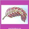 Image 2 : RED FEATHER PIN BROOCH 24K GOLD SWAROVSKI CRYSTAL