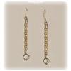 Image 1 : solid 14K GOLD two tone DROP CHAIN EARRINGS 2.5"