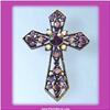 Image 1 : VINTAGE CROSS PIN BROOCH GOLD SWAROVSKI CRYSTALS