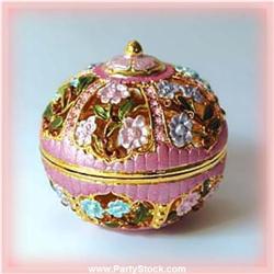 DOMED FLOWERED GOLD SWAROVSKI CRYSTAL JEWELRY BOX