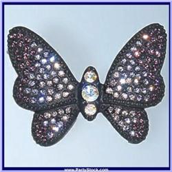 BUTTERFLY PIN BROOCH 24K GOLD SWAROVSKI CRYSTALS