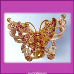 BUTTERFLY HAIR CLIP 24K GOLD CRYSTAL SWAROVSKI