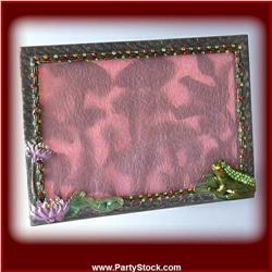 3D FROG FRAME 4X6 3D BACK SWAROVSKI CRYSTALS GOLD