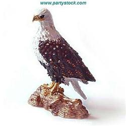 BALD EAGLE 24K GOLD SWAROVSKI CRYSTAL JEWELRY BOX