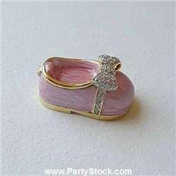PINK BABY KEEPSAKE BOX SWAROVSKI CRYSTAL 24K GOLD