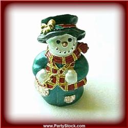 GOLD! SWAROVSKI CRYSTAL GREEN SNOWMAN JEWELRY BOX