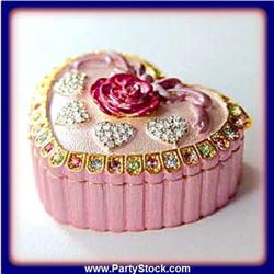 PINK HEART ROSE 24K GOLD CRYSTALS JEWELRY BOX