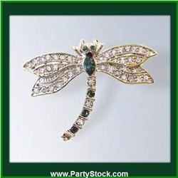 DRAGONFLY PIN BROOCH 24K GOLD SWAROVSKI CRYSTALS