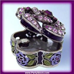 24K GOLD DECO PURPLE FLOWER BOX SWAROVSKI CRYSTAL