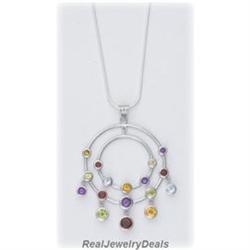 BIG PENDANT Solid Sterling Silver Amethyst, Garnet, Citrine, Peridot, Blue Topaz