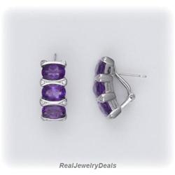 Solid Sterling Silver Genuine Amethyst BIG POST Earrings