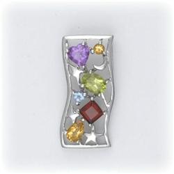 BIG SOLID STERLING SILVER GENUINE GEMSTONE PENDANT