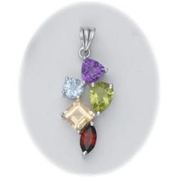 Solid Sterling Silver Genuine Peridot Amethyst Citrine Topaz Garnet Pendant