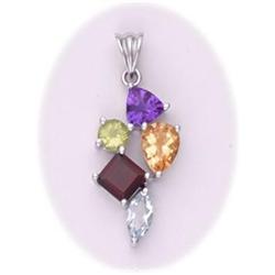 Solid Sterling Silver Genuine Amethyst Garnet Citrine Peridot Pendant