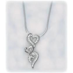 Swarovski Crystal Silver NECKLACE Hearts 3 Sterling