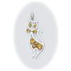 Image 1 : Solid Sterling Silver Genuine Citrine Cat Pendant Kitty