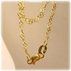 SOLID 14K GOLD 18" HEARTS LINK NECKLACE CHAIN