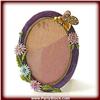 Image 1 : TINY OVAL PHOTO FRAME 24K GOLD & CRYSTALS PURPLE