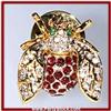 Image 1 : BEE PIN BROOCH 24K GOLD & RED SWAROVSKI CRYSTALS