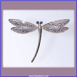 DRAGONFLY PIN BROOCH GOLD SWAROVSKI CRYSTALS PINK
