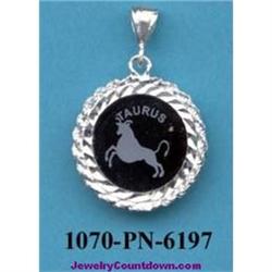 Solid Sterling Silver Onyx Taurus 18" Necklace