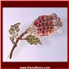 Image 1 : ALL SWAROVSKI CRYSTAL ROSEBUD PIN BROOCH 24K GOLD
