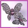 Image 1 : 2 BUTTERFLIES PIN BROOCH GOLD SWAROVSKI CRYSTAL
