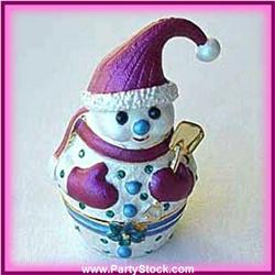 SNOWMAN RED 24K GOLD HOLIDAY CRYSTALS JEWELRY BOX