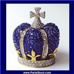 BLUE CROWN 24K GOLD SWAROVSKI CRYSTAL JEWELRY BOX