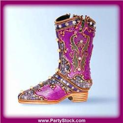 24K GOLD SWAROVSKI CRYSTAL PINK COWBOY BOOT BOX