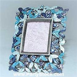 TINY PHOTO FRAME 24K GOLD SWAROVSKI CRYSTALS BLUE