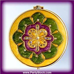 24K GOLD SWAROVSKI CRYSTAL COMPACT PURSE MIRROR N